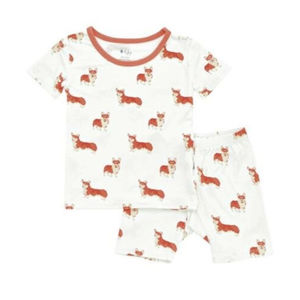 Kyte Baby Corgi Dog Melon Orange Toddler Pajamas Size 4T SS w/ Shorts Retired